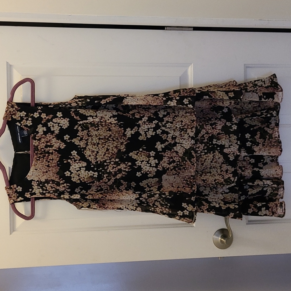 Black floral print Sleeveless dress